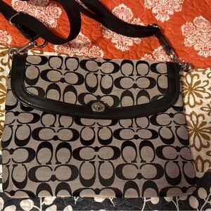 Coach Black and Gray Patterned Crossbody Bag
